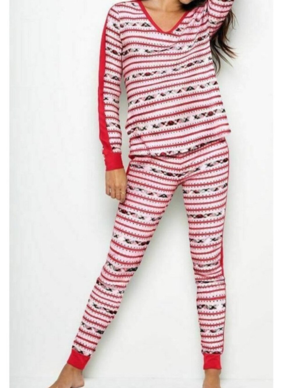 Victoria’s Secret Fireside Stripe Plaid Tartan Thermal Pajama Sleep Set